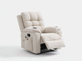 Sillón reclinable eléctrico tapizado 95 x 100 x 105 cm - Beige - Reposapiés y portavasos integrados
