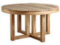 Mesas de jardín redonda de madera maciza 115x115x74 cm - Madera natural - Tablero de lamas y estructura reforzada para terraza y patio