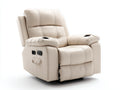 Sillones reclinables eléctricos de piel sintética 105 x 95 x 105 cm - Crema - Dos portavasos y puerto USB