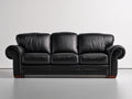 Sofás 3 plazas de cuero sintético 240 x 95 x 85 cm - negro - diseño clásico y elegante para salón