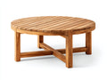 Mesa de jardín redonda de madera 120x120x45 cm - Marrón natural - Diseño de lamas