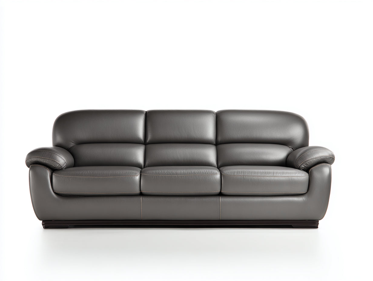 Sofás 3 plazas de cuero sintético 240 x 95 x 85 cm - gris oscuro - diseño moderno y confortable para salón