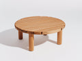 Mesa de jardín redonda baja de madera 100 x 100 x 45 cm - Marrón natural - Tablero de lamas y cuatro patas