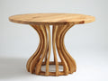Mesa de jardín redonda de madera 120 x 120 x 76 cm - Marrón natural - Base central curvada