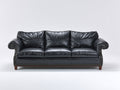 Sofá 3 plazas tapizado 220x92x88 cm - Negro - Diseño clásico con brazos enrollados