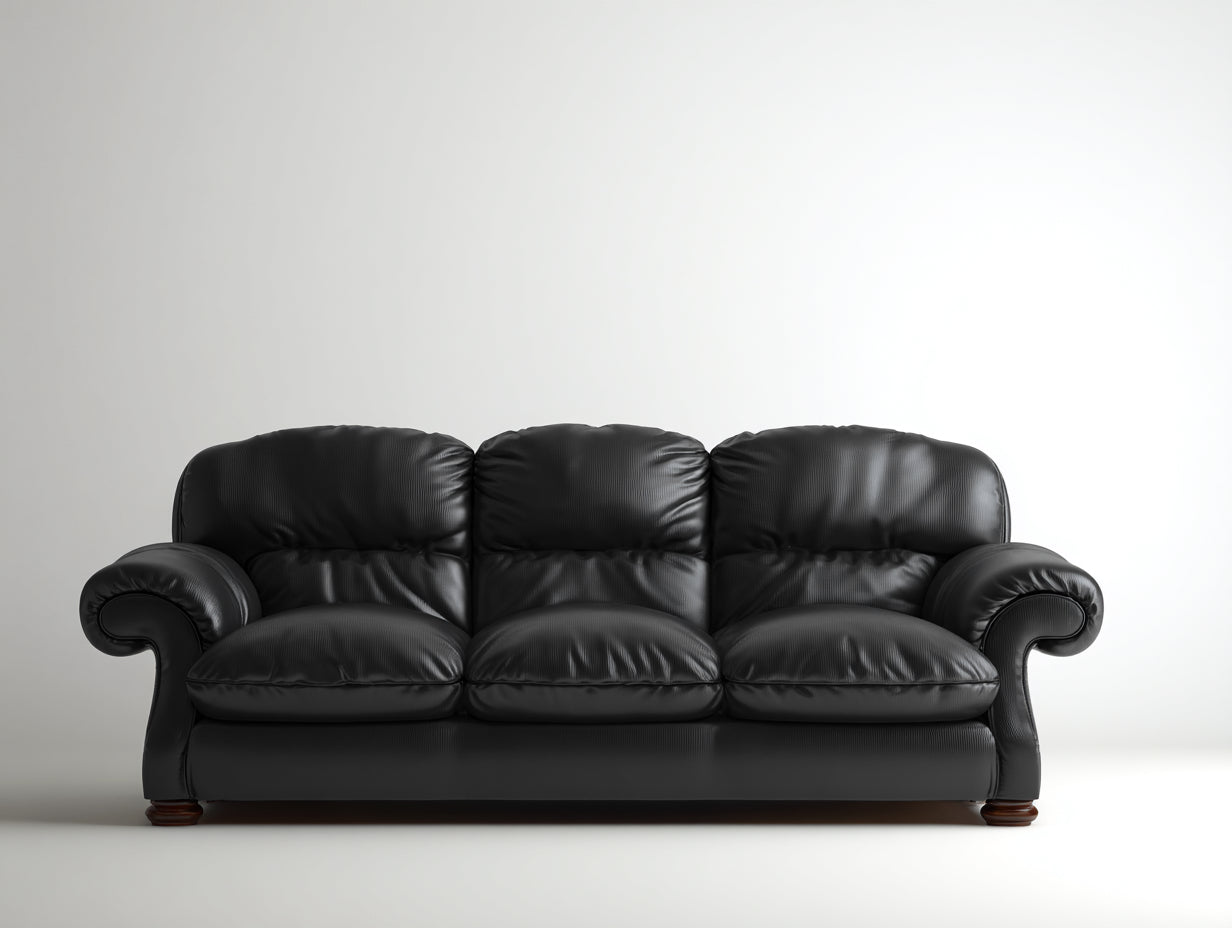 Sofá 3 plazas tapizado 220 x 95 x 90 cm - Negro - Asientos acolchados y brazos redondeados