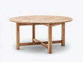 Mesa de jardín redonda de madera 120 x 120 x 75 cm - Marrón natural - Tablero de lamas