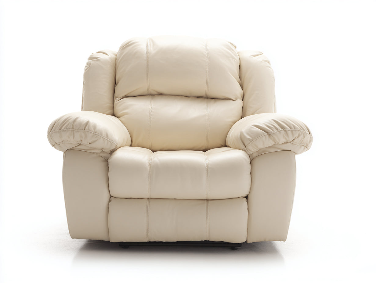 Sillones reclinables de piel sintética 105 x 95 x 105 cm - Crema - Acolchado grueso con reposapiés extensible