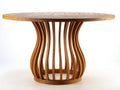 Mesas de jardín redondas de madera maciza 120 x 120 x 75 cm - Marrón - Base curvada de diseño moderno