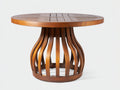 Mesa de jardín madera maciza redonda 120x120x75 cm - color marrón natural - estilo rústico para exterior