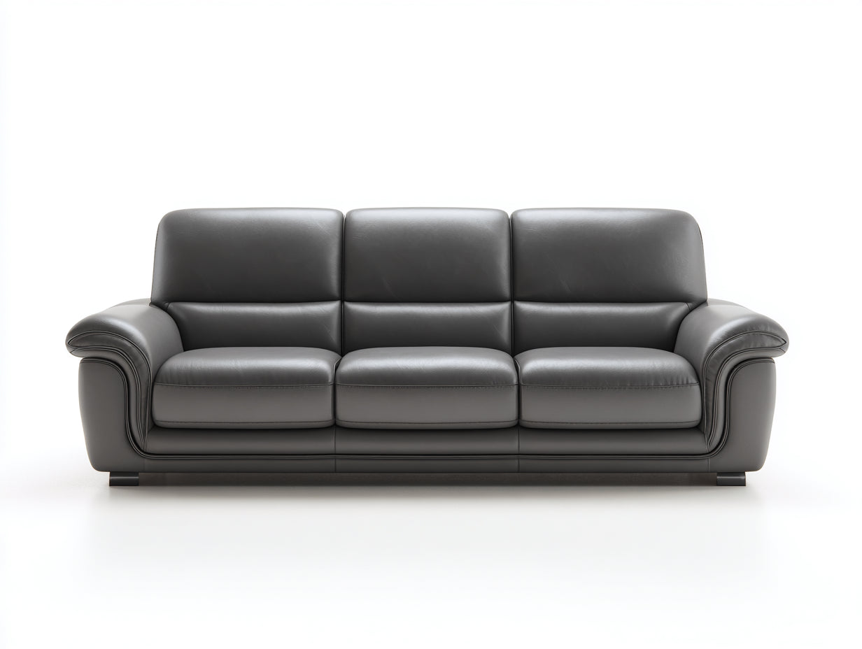 Sofá 3 plazas tapizado 220 x 94 x 88 cm - Gris oscuro - Respaldo segmentado y brazos acolchados