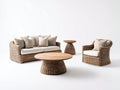 Sofás de exterior conjunto de ratán sintético con sofá de 3 plazas sillón y mesa auxiliar color beige - diseño moderno para jardín