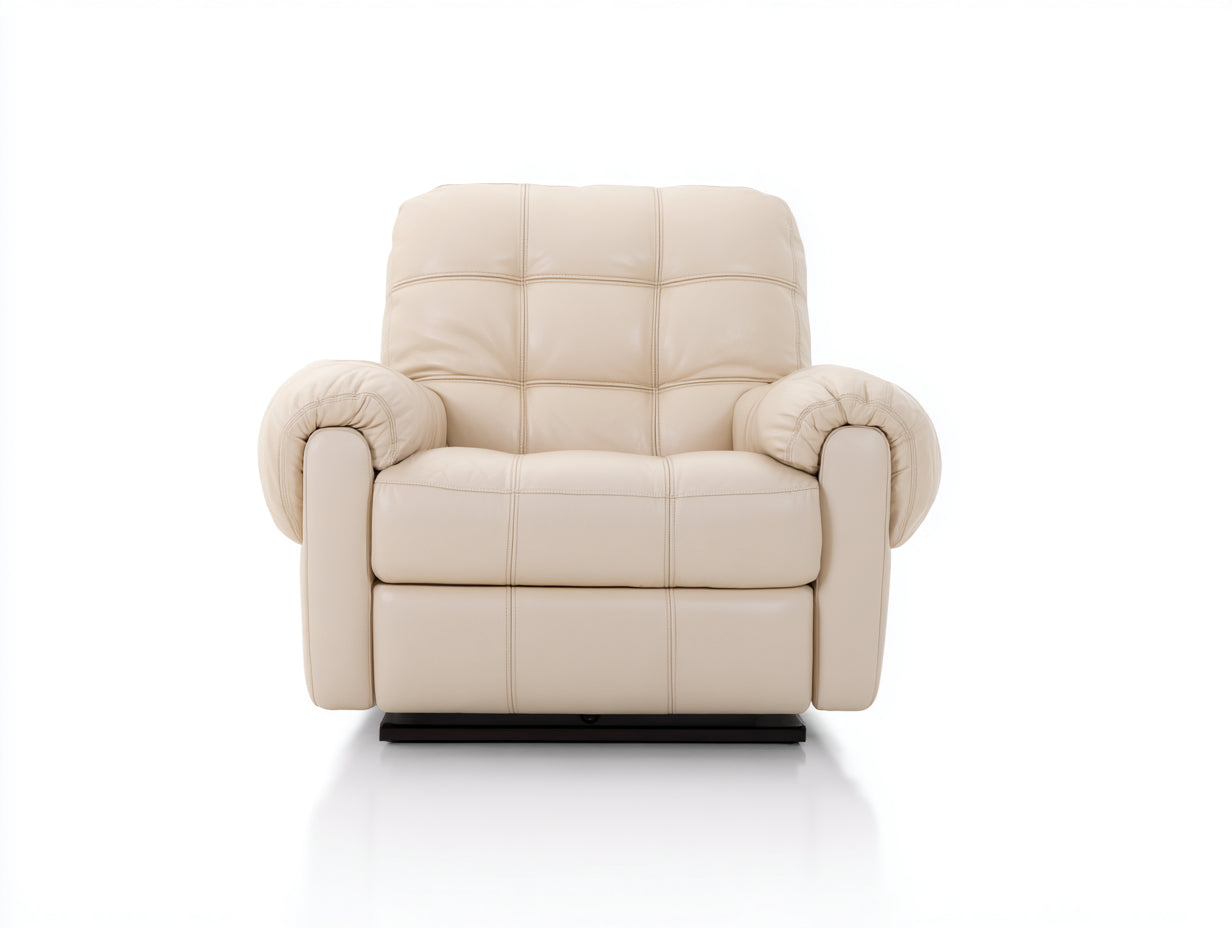 Sillones reclinables tapizado de cuero sintético 85 x 90 x 100 cm - beige - diseño ergonómico para salón