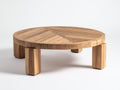 Mesa de jardín madera acabado natural 120 x 120 x 45 cm - redonda para exterior - diseño moderno