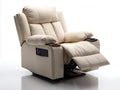 Sillones reclinables de piel sintética 100x96x106 cm - Beige - Reposapiés extensible con portavasos dobles y panel de control lateral