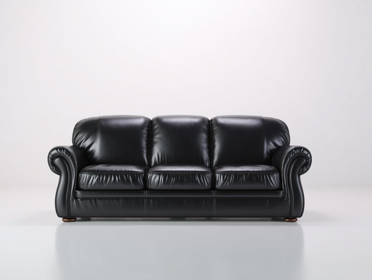 Sofás 3 plazas de cuero sintético 220 x 90 x 85 cm - negro - diseño clásico para salón