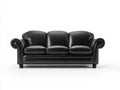 Sofás 3 plazas de piel sintética 215x90x88 cm - Negro - Asientos acolchados con reposabrazos curvados para salón