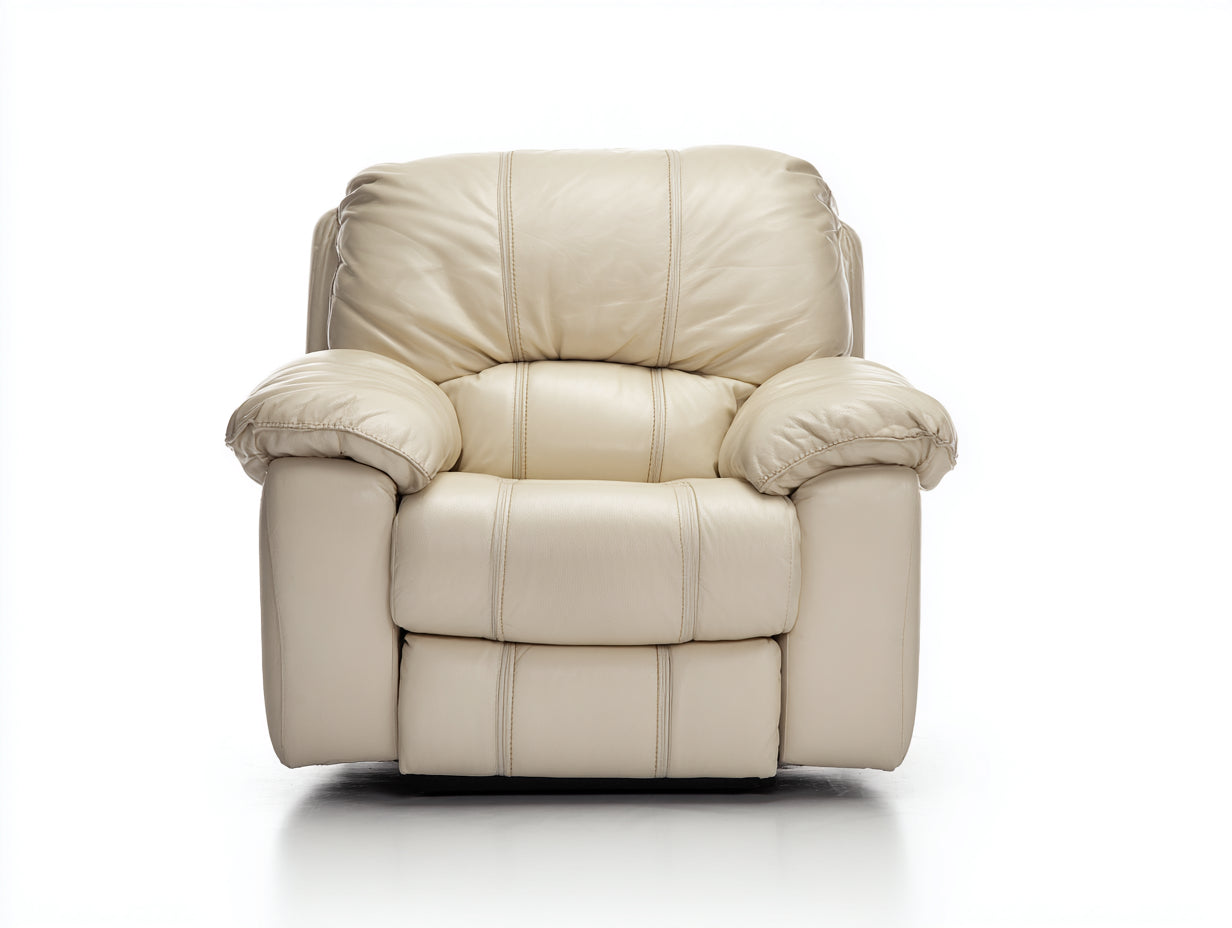 Sillón reclinable tapizado 100 x 95 x 105 cm - Beige - Respaldo acolchado y reposapiés integrado