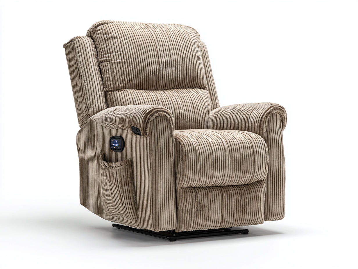 Sillones reclinables tapizado de pana 88 x 95 x 105 cm - taupe - con reclinación ajustable y bolsillo lateral