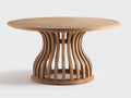 Mesa de jardín redonda de madera 150x150x75 cm - Marrón natural - Base central curvada de listones