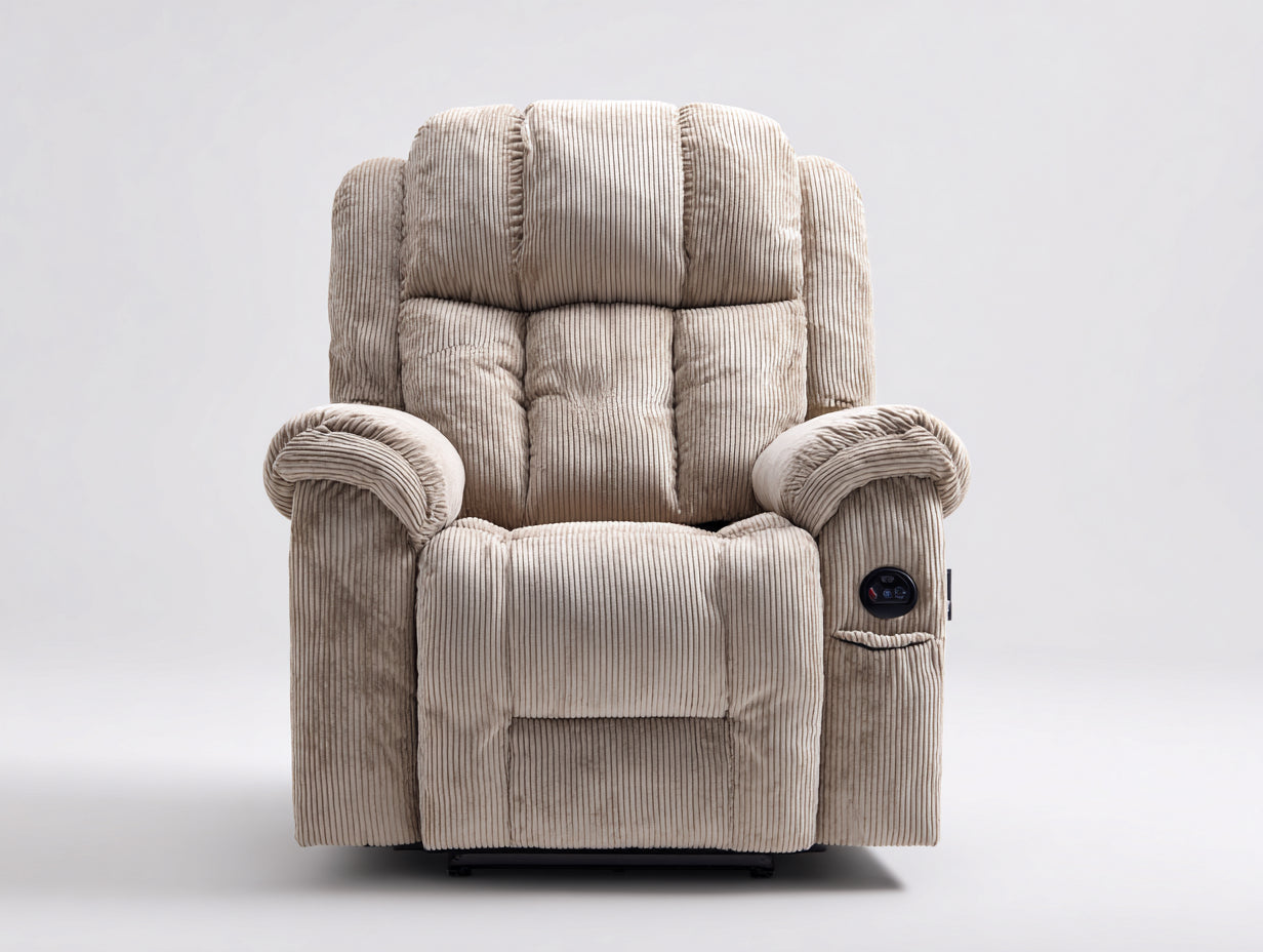 Sillón reclinable eléctrico tapizado 96 x 98 x 108 cm - Beige - Respaldo acolchado y control lateral