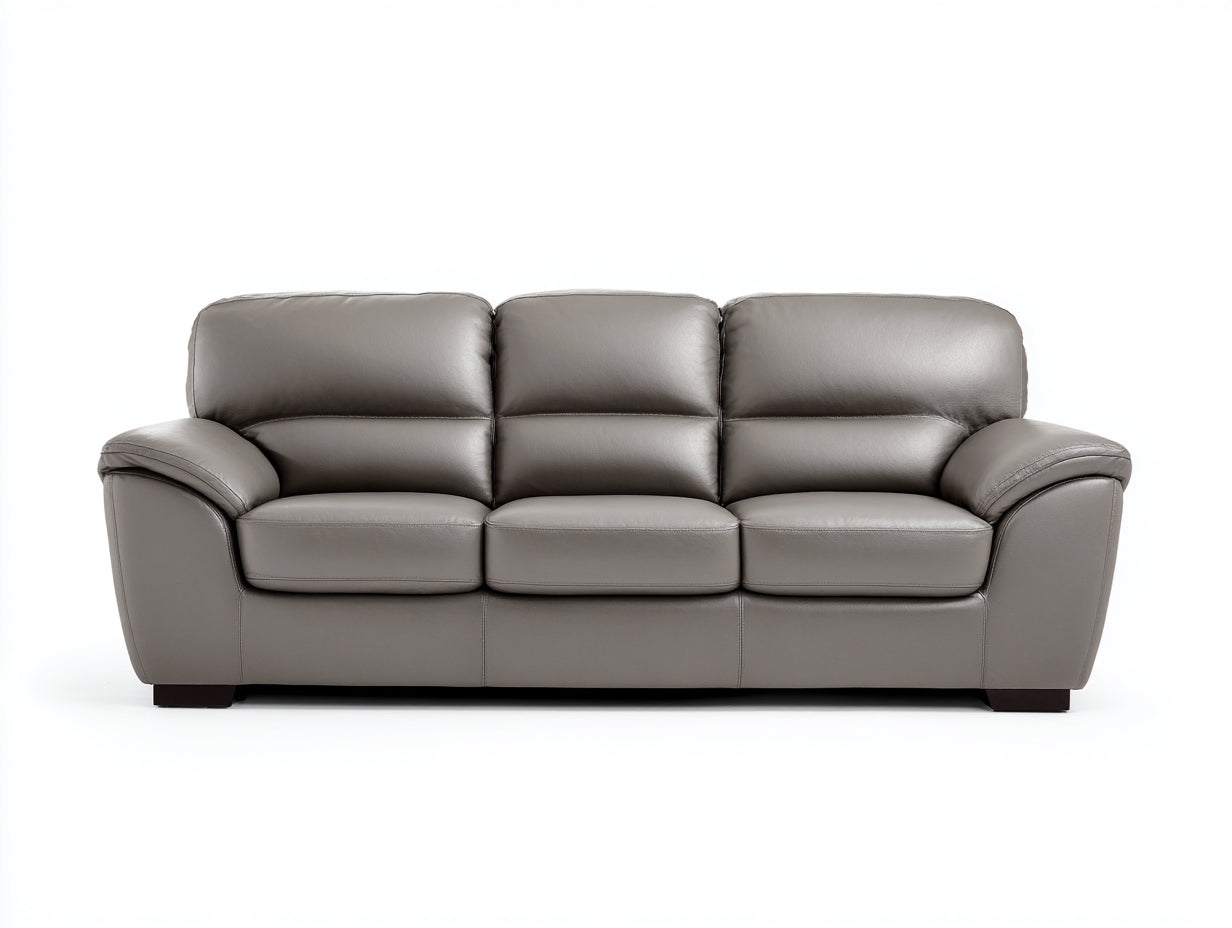 Sofá 3 plazas tapizado 218x94x90 cm - Gris topo - Respaldo acolchado y brazos curvados