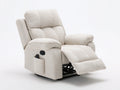 Sillones reclinables eléctricos de tela 98 x 92 x 105 cm - Beige - Reposapiés ajustable con mando y bolsillo lateral