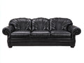 Sofá 3 plazas tapizado 225 x 96 x 92 cm - Negro - Respaldo plisado y detalles con tachuelas