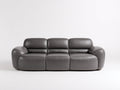 Sofás 3 plazas de piel sintética 228 x 98 x 88 cm - Gris oscuro - Diseño moderno con brazos redondeados