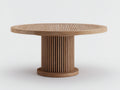 Mesa de jardín redonda de madera 140x140x75 cm - Marrón claro - Base central acanalada