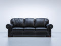 Sofás 3 plazas de piel sintética 220 x 92 x 95 cm - Negro - Brazos enrollados y diseño clásico
